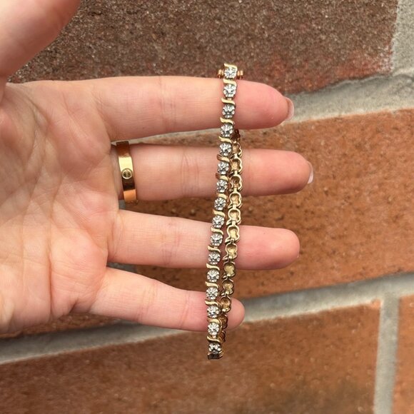 Vintage 925 Gold Plated Tennis Bracelet 7.5” - Picture 7 of 9